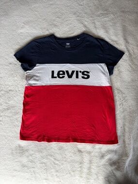 Levi's Navy White Red Colorblock Logo Short Sleeve Tee